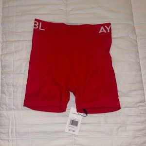 AYBL red training shorts